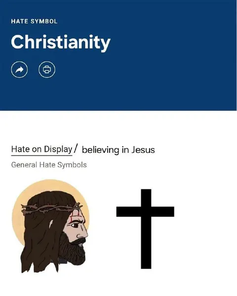 Christianity Listed as Hate Symbol