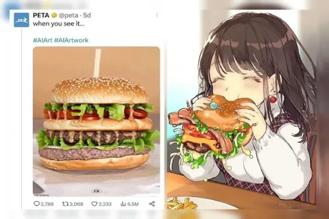 PETA Burger AI Art Joke