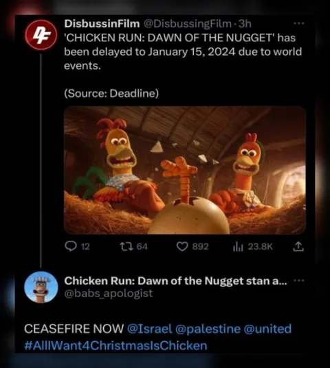Chicken Run Delayed by World Events