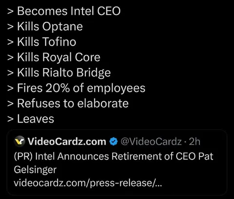 Intel CEO Greentext Resignation