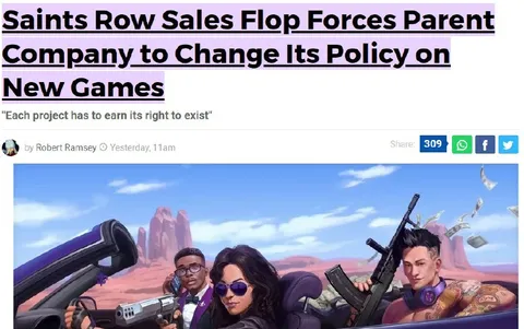 Saints Row Sales Flop Forces Policy Change