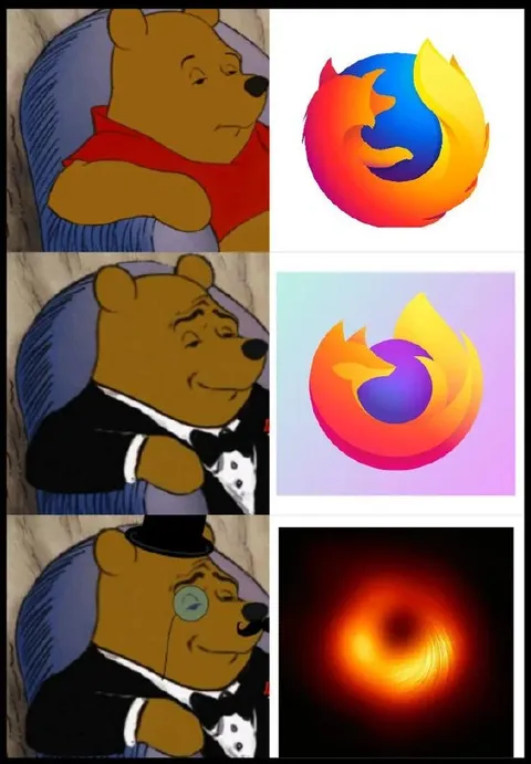 Винни-Пух оценивает логотипы Firefox