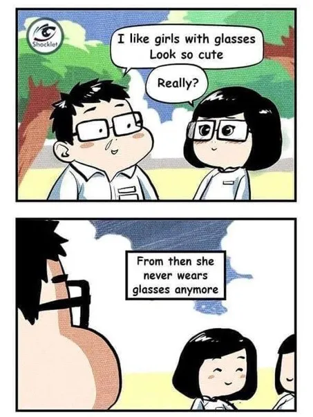 Girl Takes Off Her Glasses