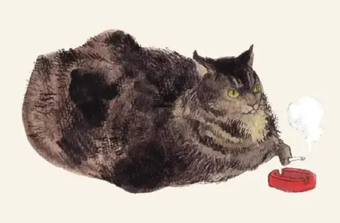 Уставший кот с сигаретой