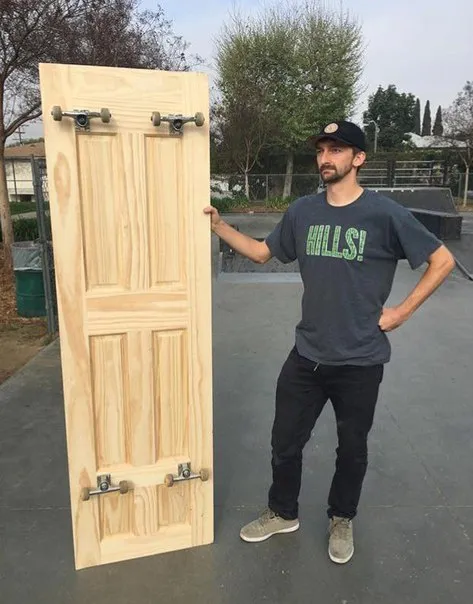 Skateboards on a Door
