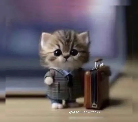 Котик уезжает с чемоданом