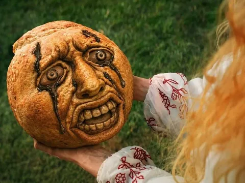 Страшная булка с лицом