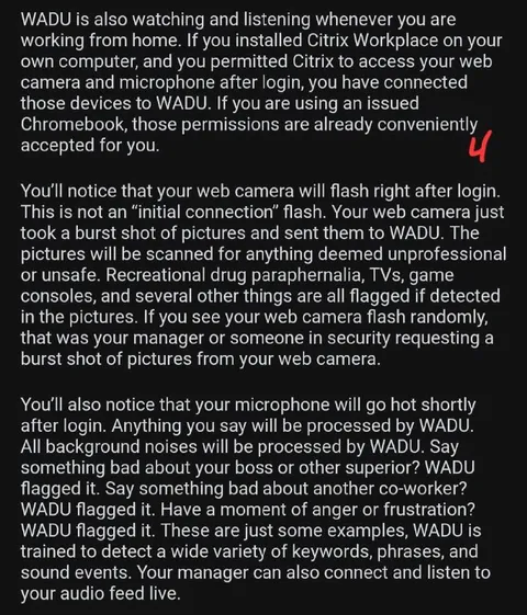 WADU Workplace Surveillance Warning