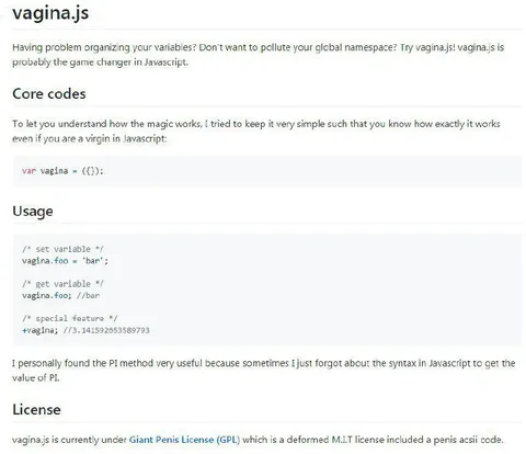 vagina.js JavaScript joke