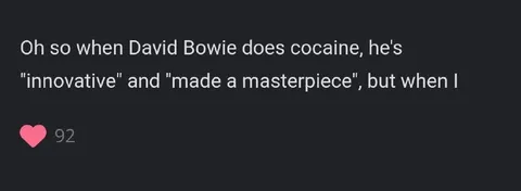 David Bowie Cocaine Double Standard