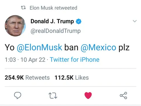 Trump Asks Elon to Ban Mexico