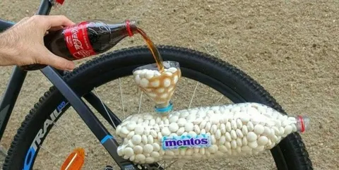 Bicycle Coca-Cola Mentos Experiment