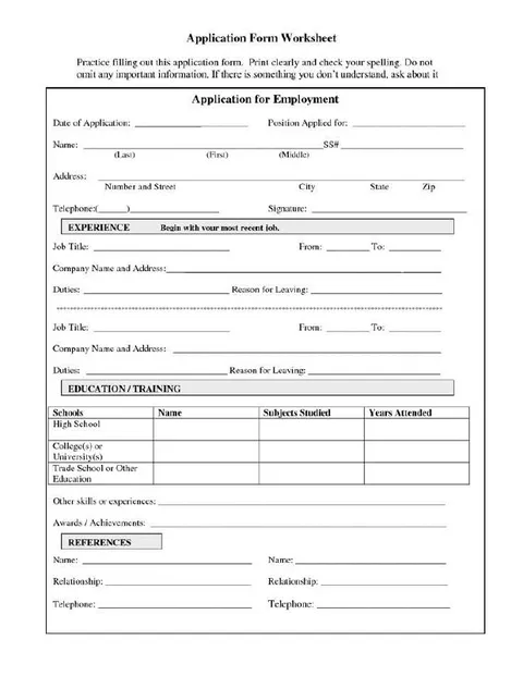 Application Form Worksheet Meme