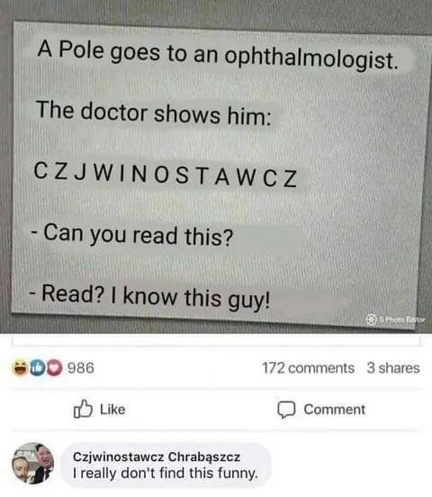 Polish Eye Chart Joke