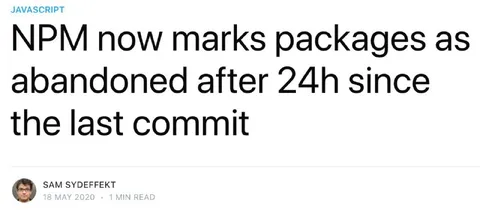 NPM Abandons Packages After 24 Hours