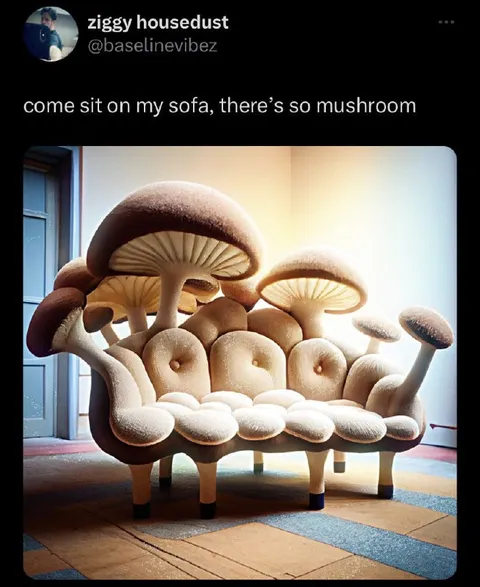 Mushroom sofa invitation