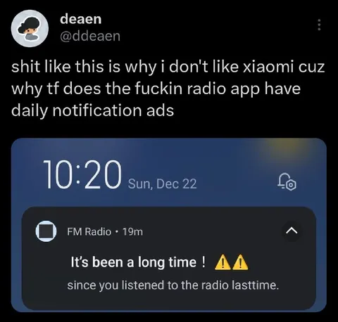 Xiaomi Radio Notification Ads