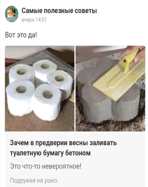 Туалетная бумага в бетоне