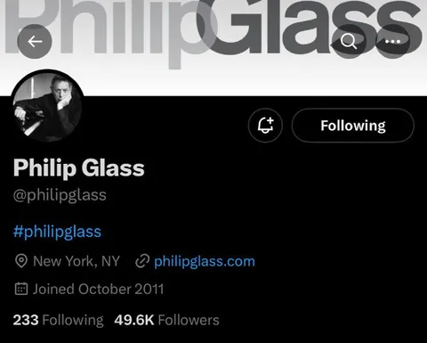 Philip Glass Twitter Profile