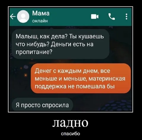 Материнская поддержка не помешала бы