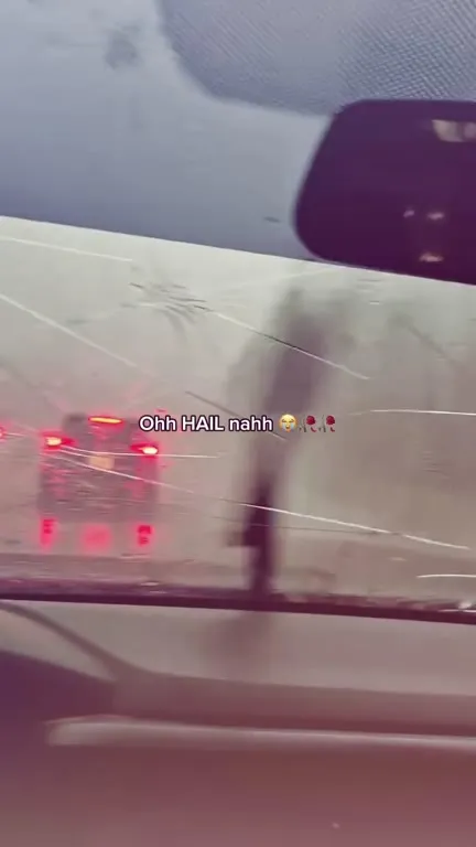 Hail Turns Windshield Into Spiderweb