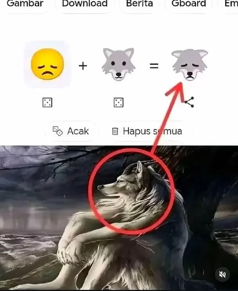 Грустный волк из эмодзи