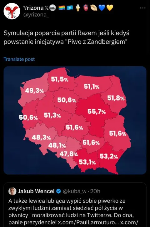 Piwo z Zandbergiem poparcie