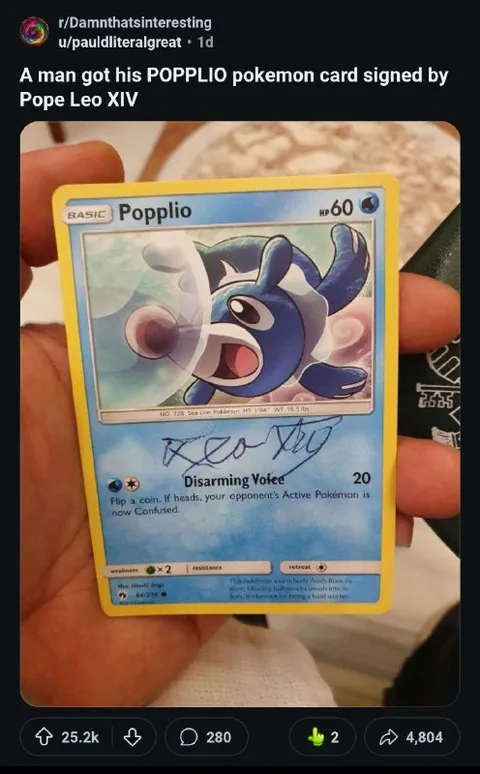 Popplio Signed by Pope Leo XIV