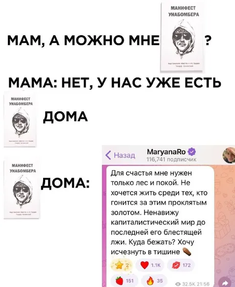 Мам, можно мне манифест Унабомбера