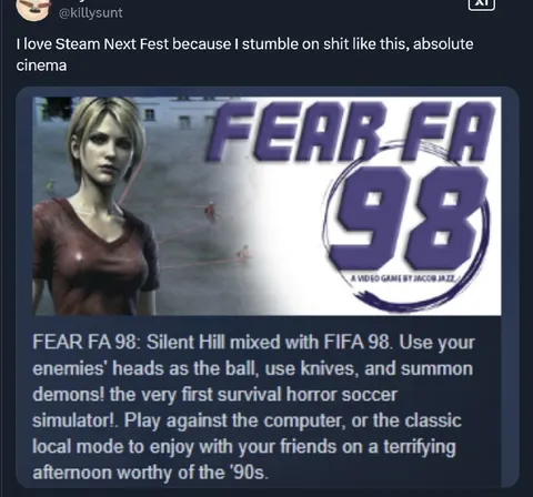 Fear FA 98 Survival Horror Soccer