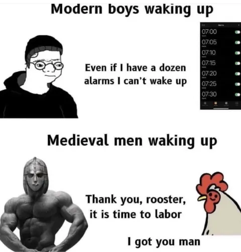 Modern Boys vs Medieval Men Waking Up