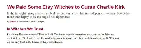 Etsy Witches Curse Charlie Kirk