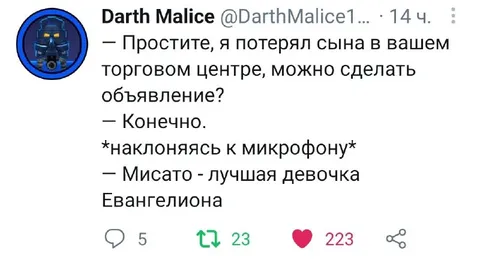 Мисато объявляет о пропаже сына
