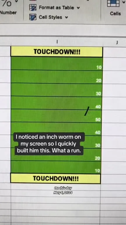 The Inch Worm Scores a Touchdown