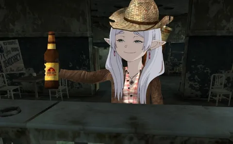 Anime Elf Bartender With Beer
