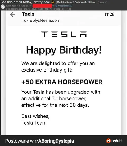 Tesla Birthday Horsepower Upgrade