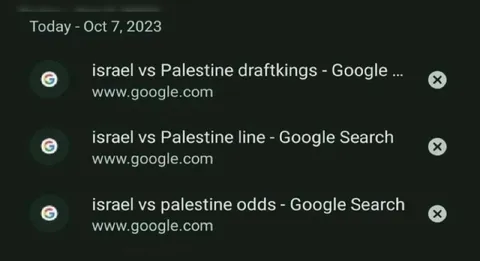 Israel Palestine Search History