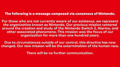 Nintendo Announces Human Extinction