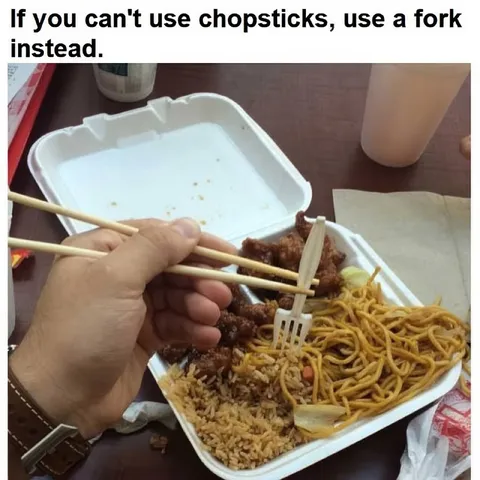 Fork Used as Chopsticks