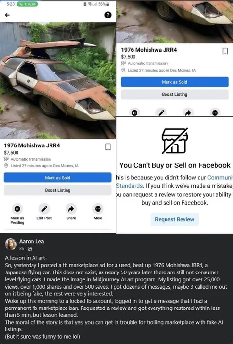 AI Flying Car Marketplace Listing