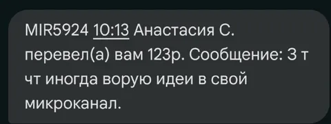 Перевела 123 рубля за идею