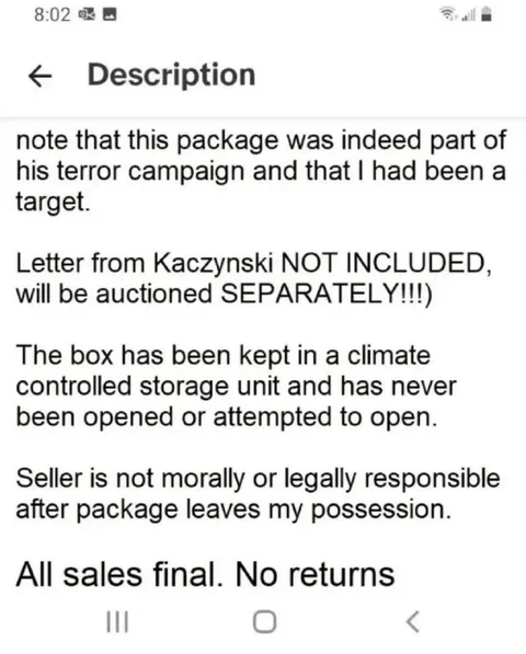 Kaczynski Terror Package Auction