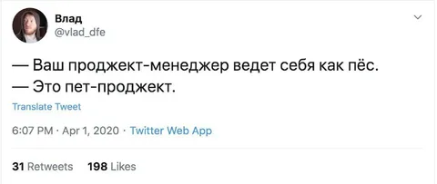 Проект-менеджер ведёт себя как пёс
