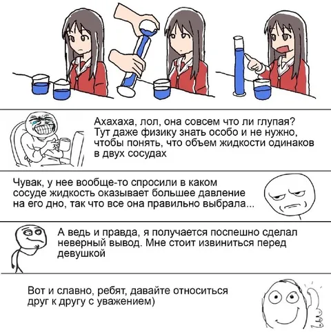 Давление жидкости и неверный вывод