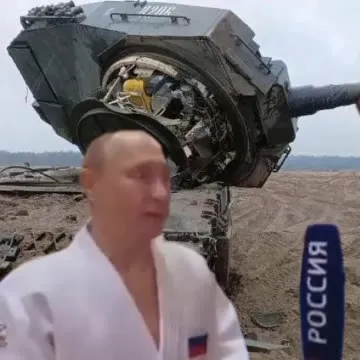 Путин объясняет пользу спорта на фоне танка