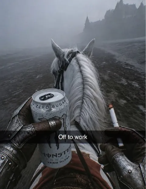Off to work on horseback