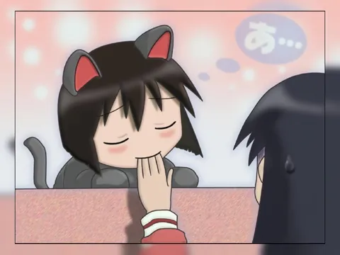 照れながら見つめる猫耳女子