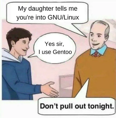 Gentoo Linux Pull-Out Joke