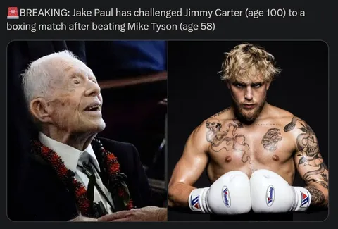 Jake Paul Challenges 100-Year-Old Jimmy Carter