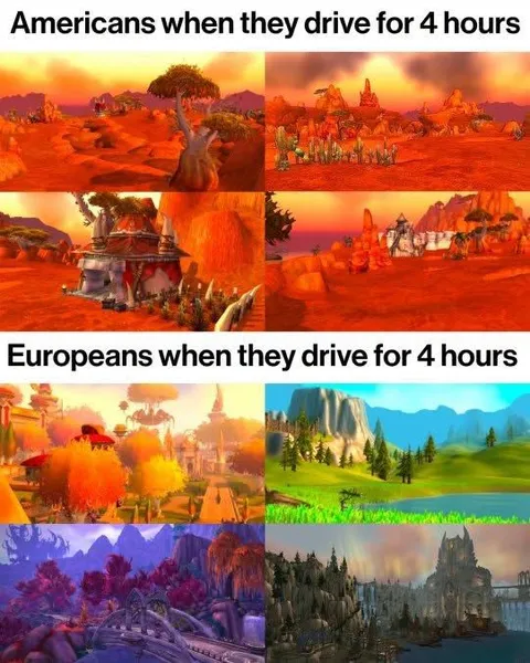 Americans vs Europeans Four-Hour Drive